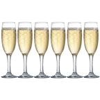 Set Of 6 Stemmed Champagne Flutes 220ml