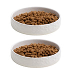 Set Of 2 Paw Print Cream Cat Bowls