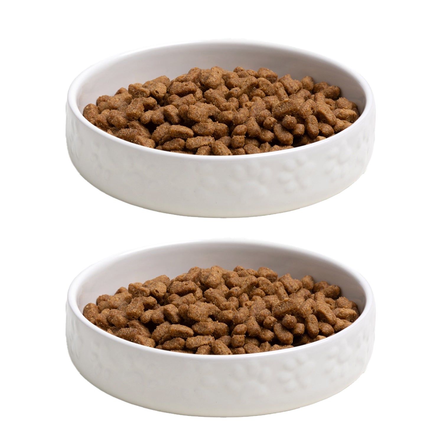 Set Of 2 Paw Print Cream Cat Bowls
