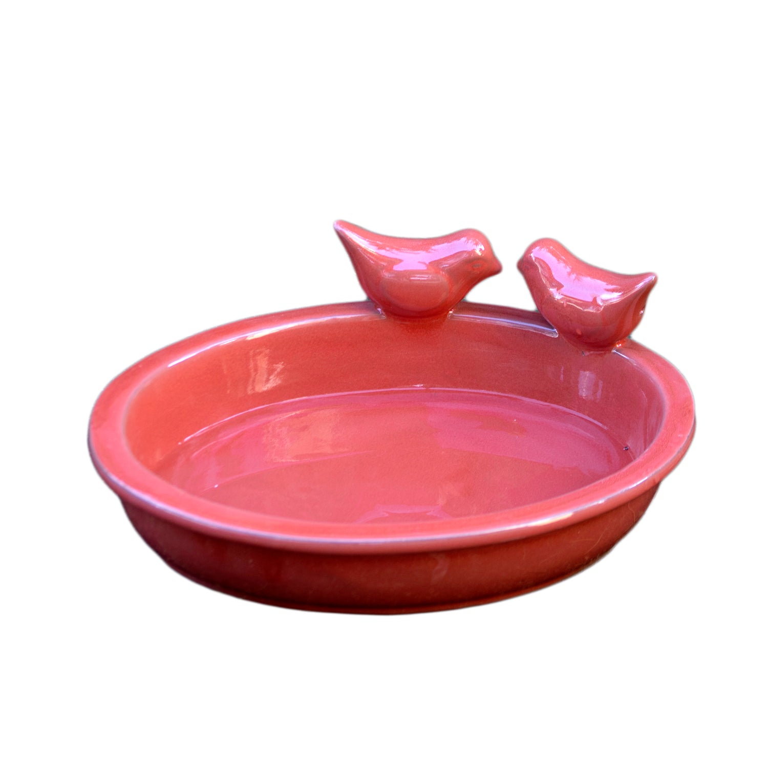 Desert Red Oval Ceramic Bird Bath