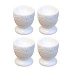 Set Of 4 White Daisy Egg Cups