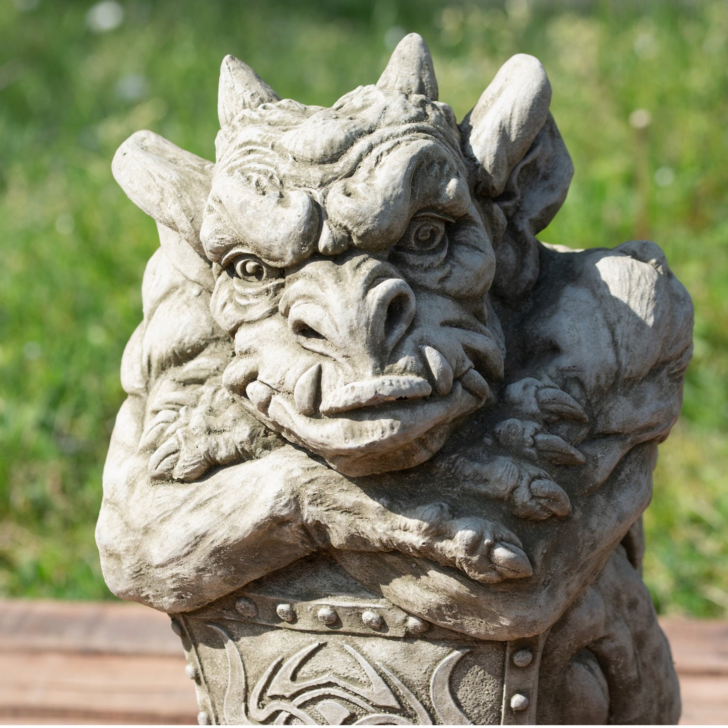 Heavy Stone Shield Gargoyle Statue