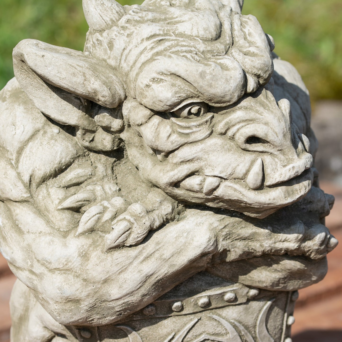 Heavy Stone Shield Gargoyle Statue