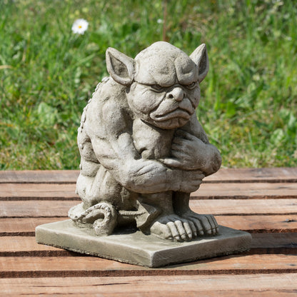 Stone Grumpy Gargoyle Sculpture