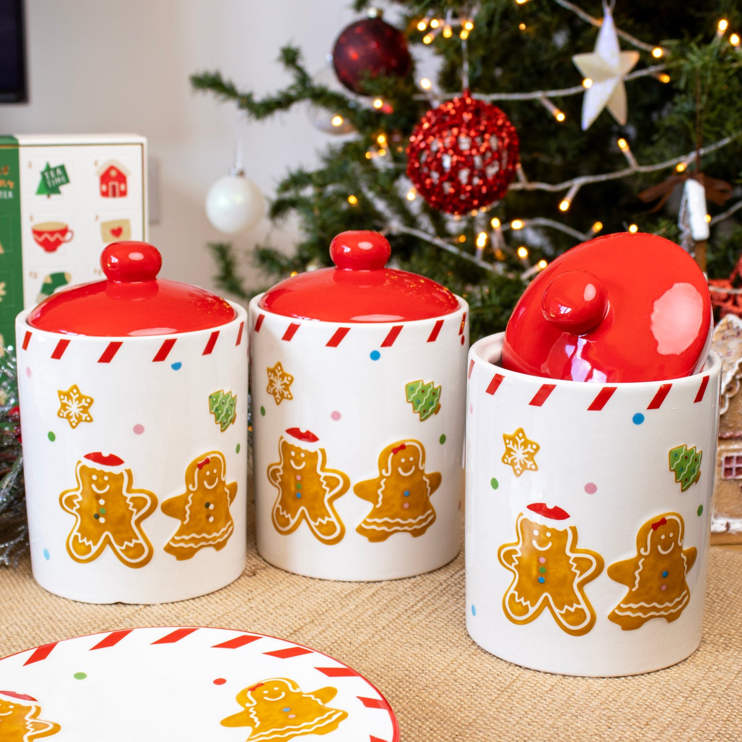 Set of 3 Ceramic Gingerbread Storage Jars