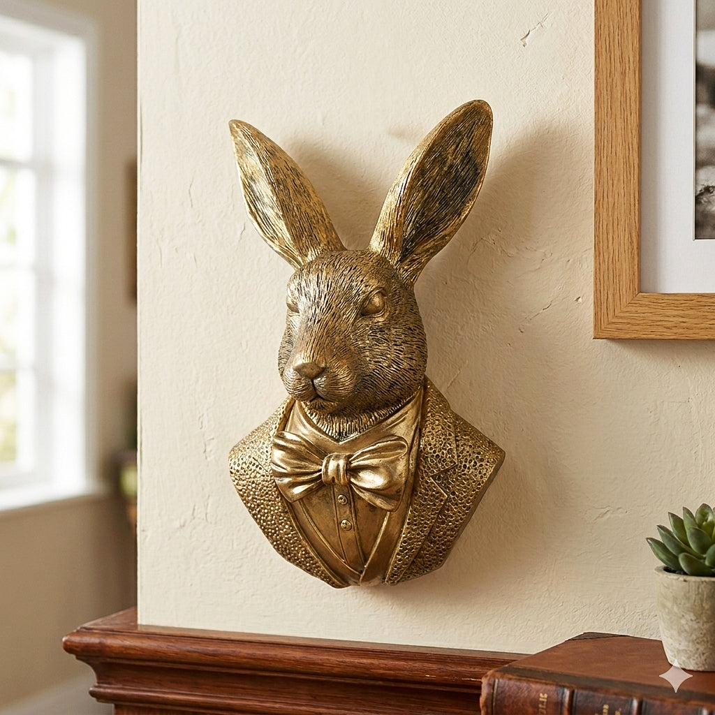 Gold Dapper Rabbit Bust Wall Decor