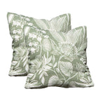 Set Of 2 Green Floral Outdoor Cushions