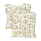 Set Of 2 Green Leaves Cotton Outdoor Seat Pads