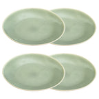 Set Of 4 Green Reactive Dinner Plates