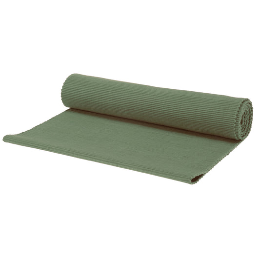 Green Ribbed Cotton Table Runner