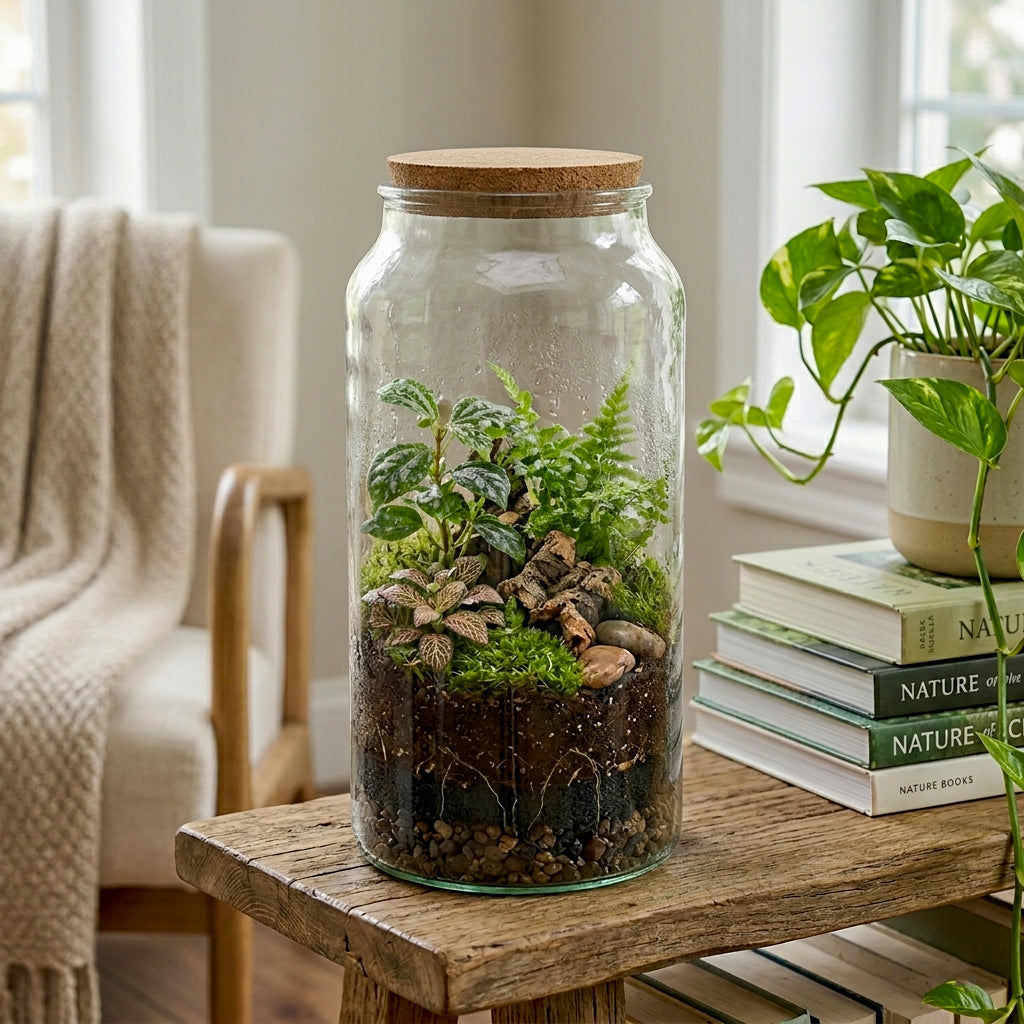 Half Open Terrarium Bottle With Cork Lid