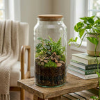 Half Open Terrarium Bottle With Cork Lid