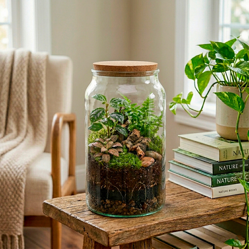 Half Open Terrarium Bottle With Cork Lid