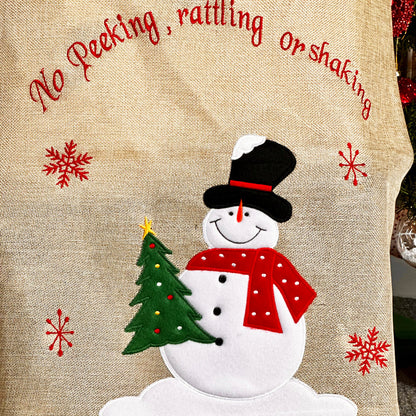 Jute Cute Snowman Santa Sack