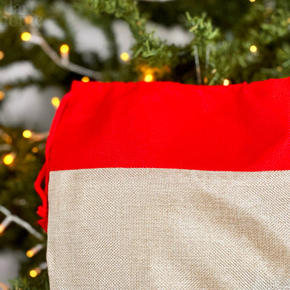 Niedlicher Jute-Schneemann-Weihnachtssack