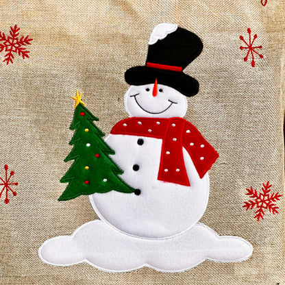 Niedlicher Jute-Schneemann-Weihnachtssack