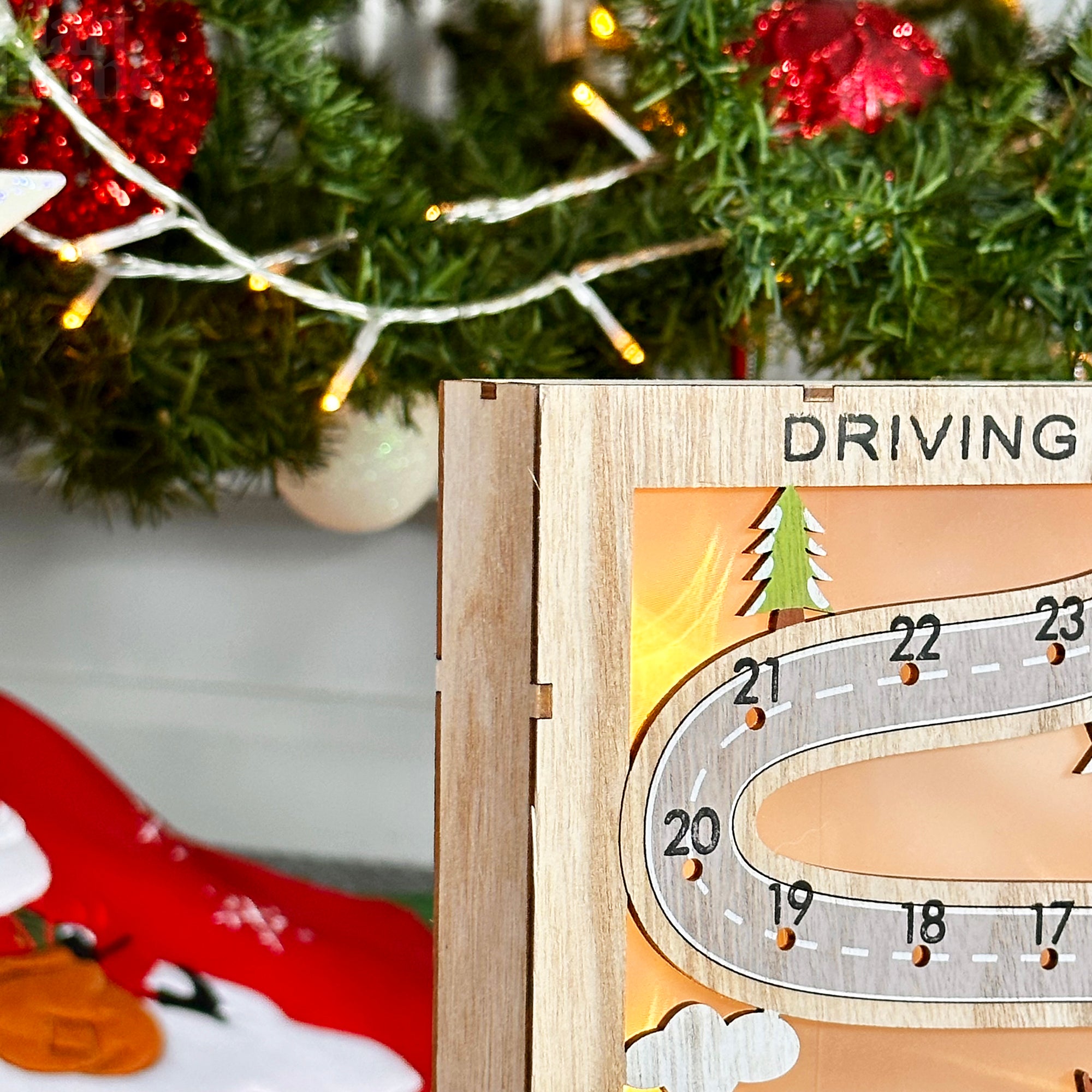 Countdown-Lichtbox „Fahren nach Hause zum Weihnachts-Countdown“ B