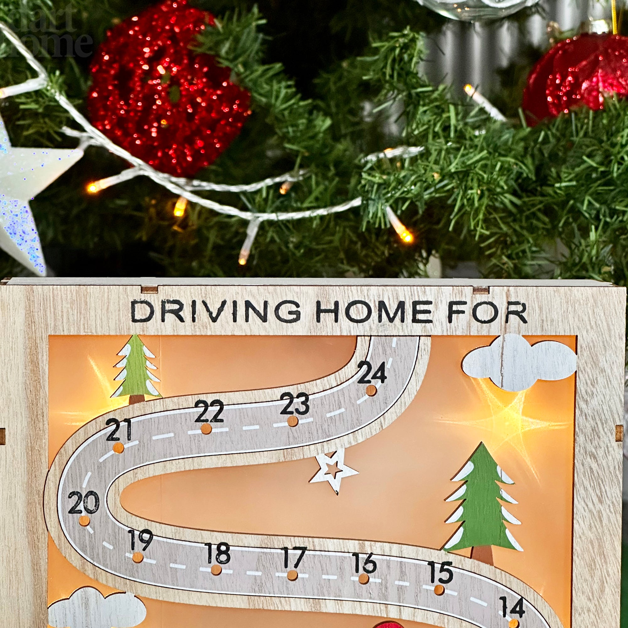 Countdown-Lichtbox „Fahren nach Hause zum Weihnachts-Countdown“ B