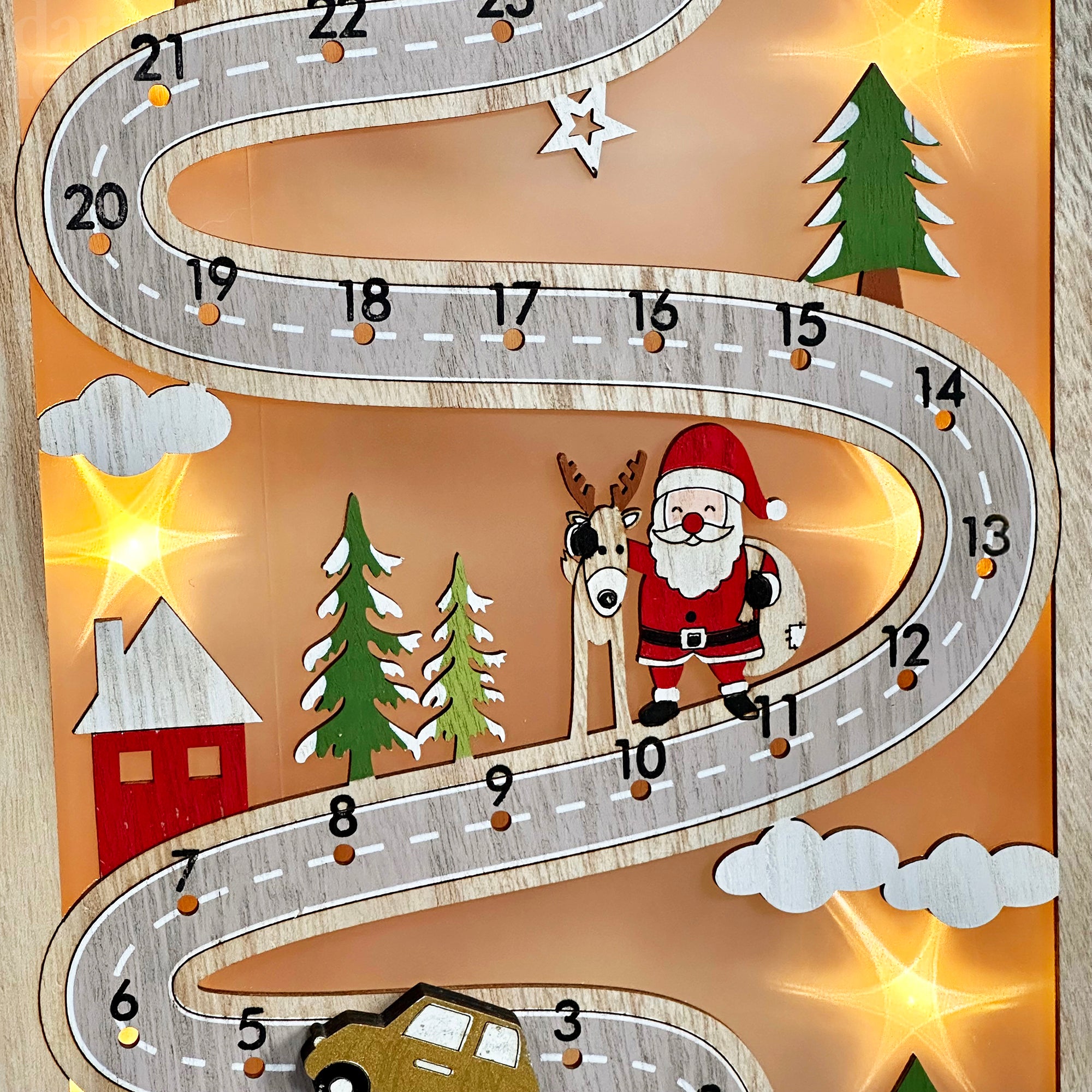 Countdown-Lichtbox „Fahren nach Hause zum Weihnachts-Countdown“ B