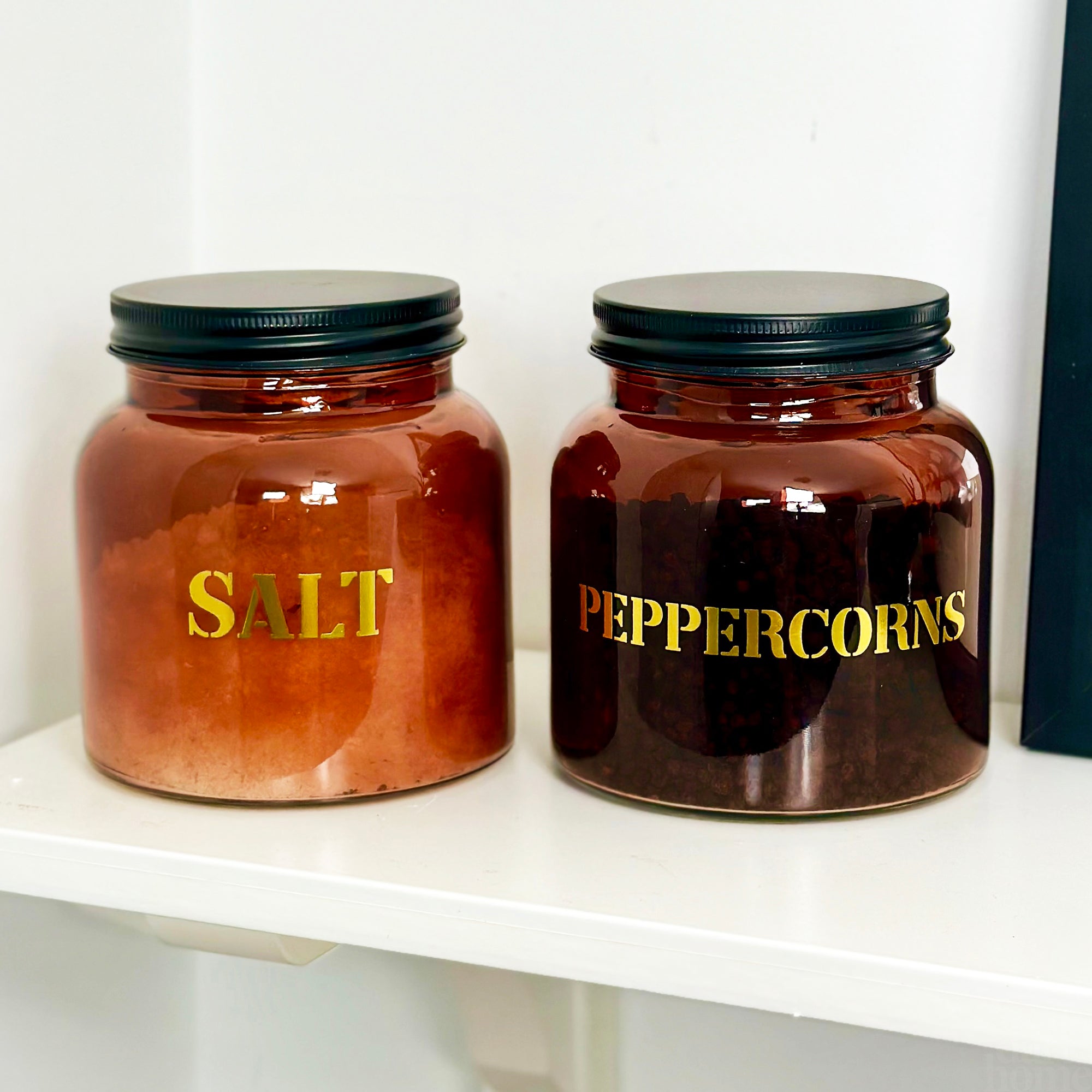 Amber Salt And Peppercorn Jars