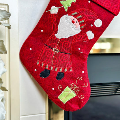 Red Happy Santa Christmas Stocking