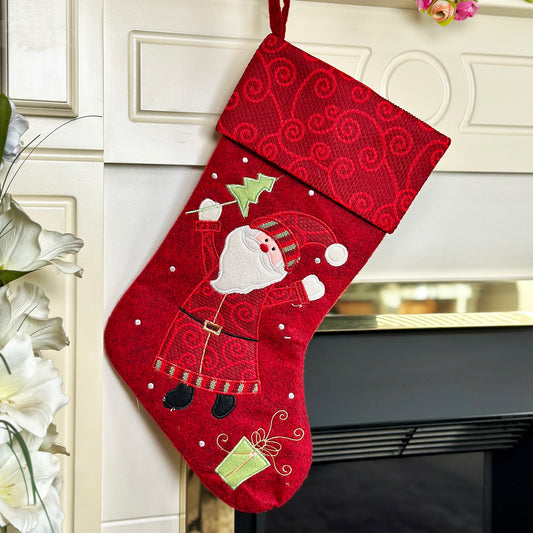 Red Happy Santa Christmas Stocking