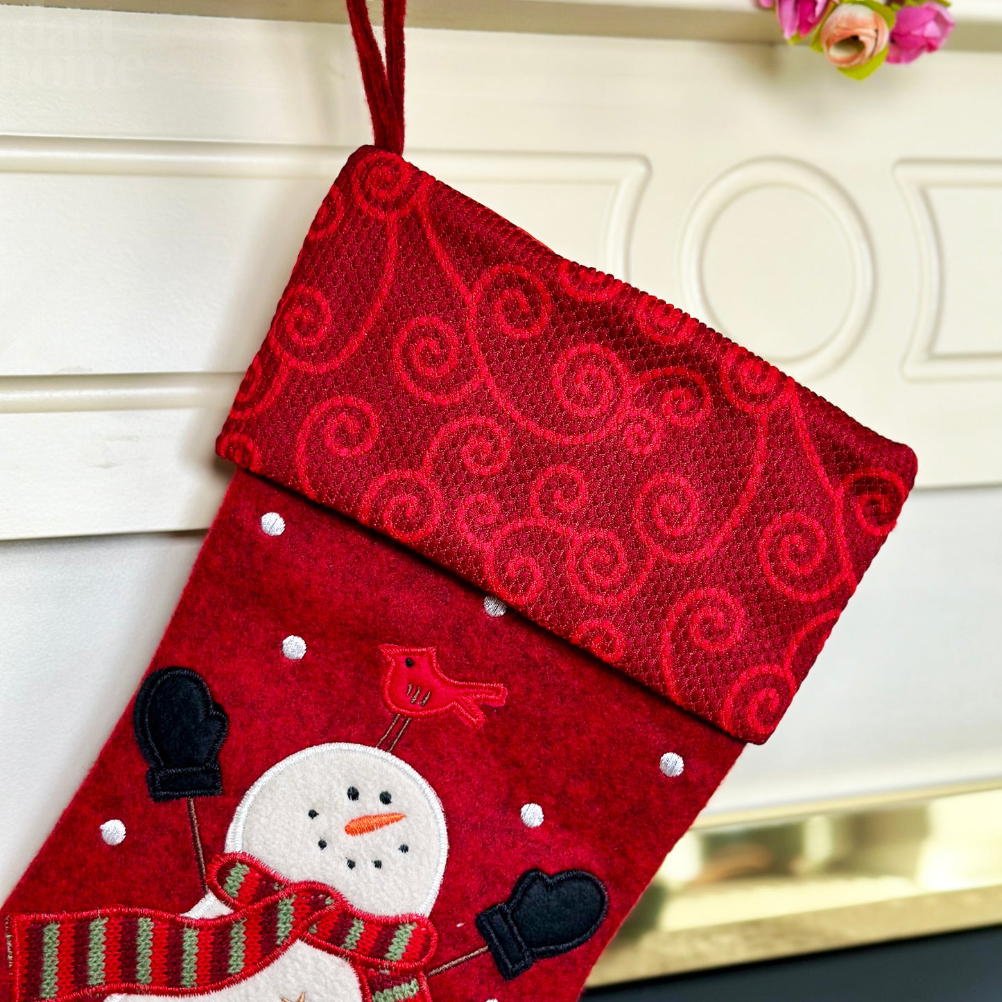 Red Happy Snowman Christmas Stocking