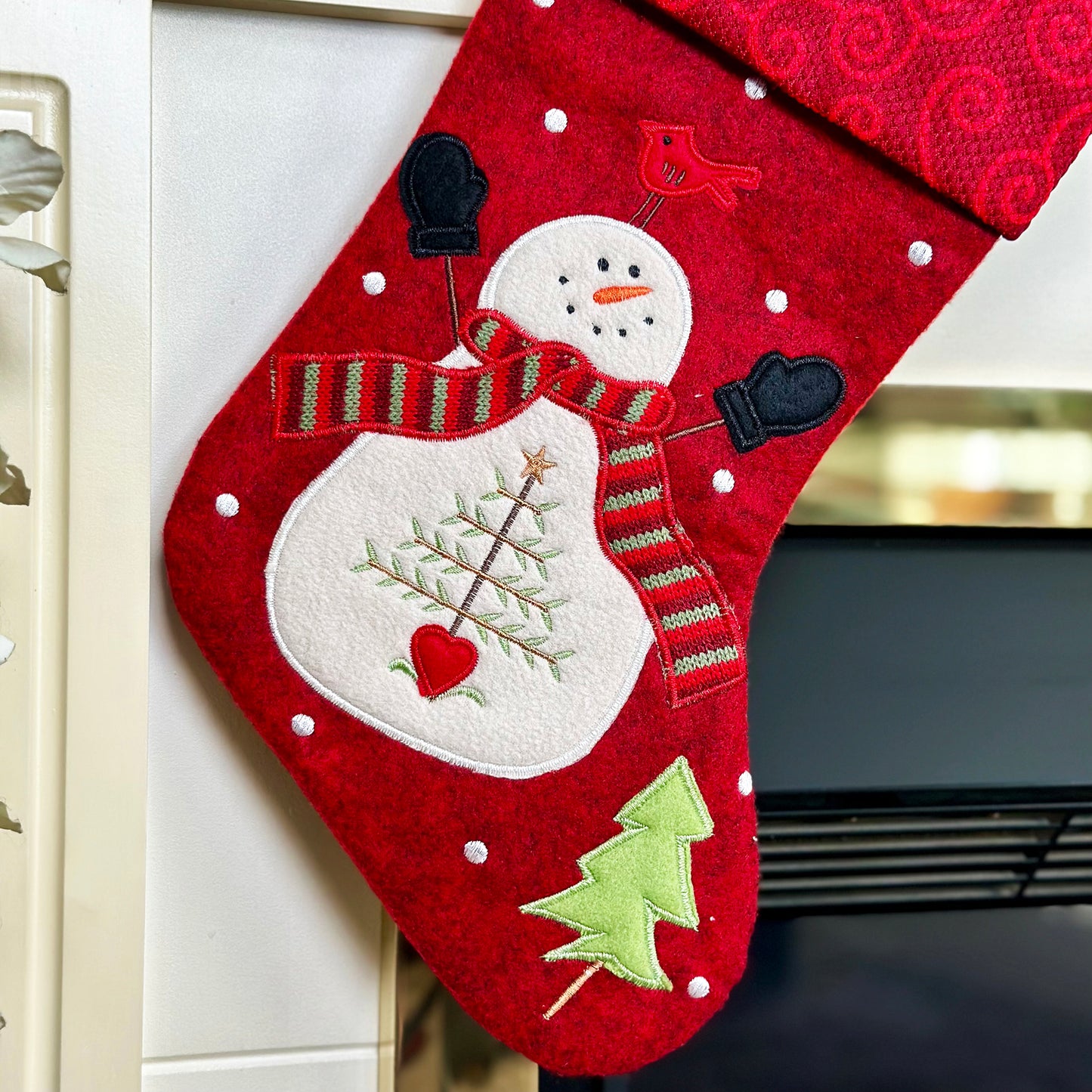 Red Happy Snowman Christmas Stocking