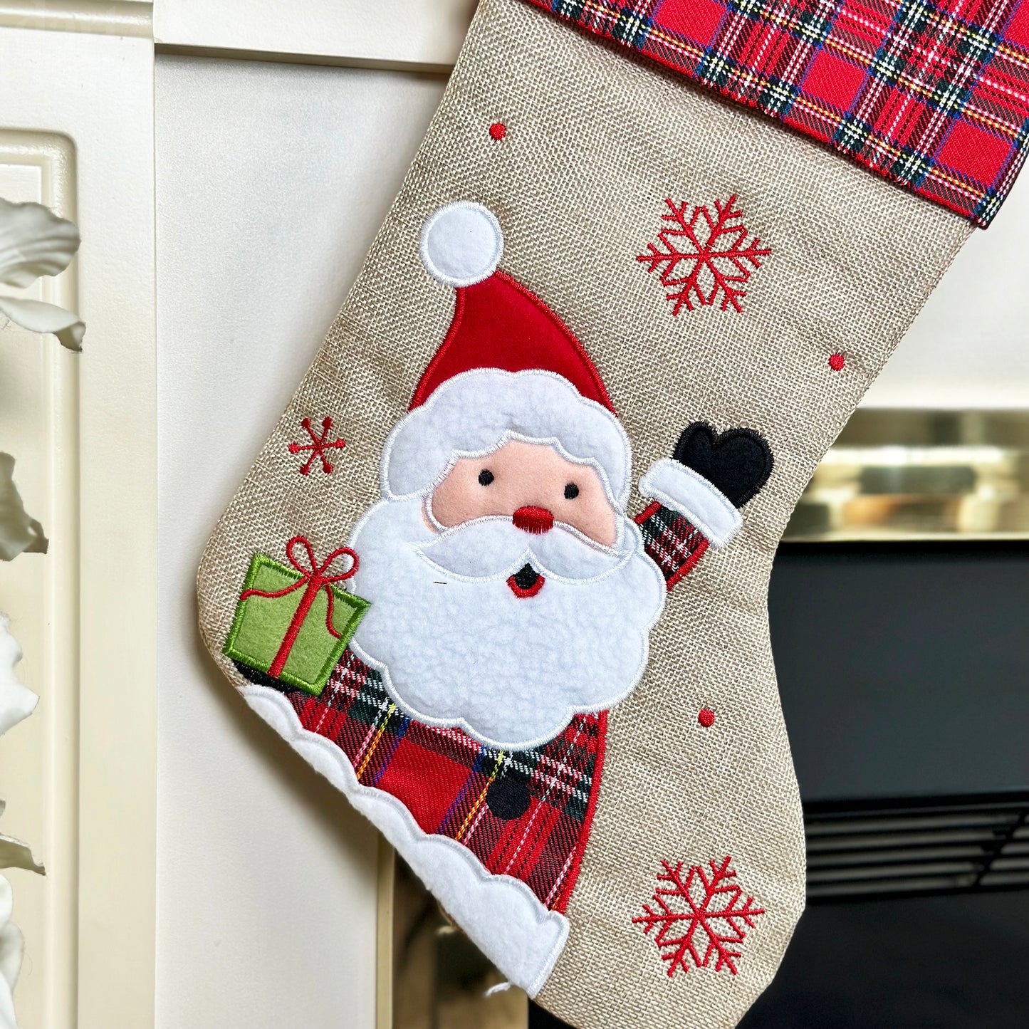 Tartan Sackleinen-Weihnachtsmann-Weihnachtsstrumpf