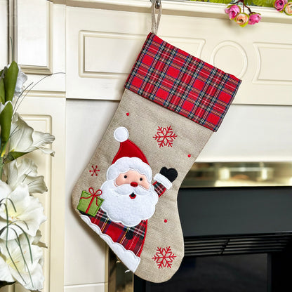 Tartan Hessian Santa Christmas Stocking