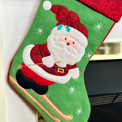 Skiing Santa Christmas Stocking