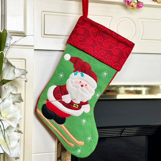 Skiing Santa Christmas Stocking