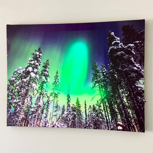 Christmas Forest Northern Lights LED Canvas Art