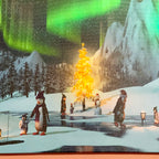 Winter Penguin Northern Lights LED Canvas Art