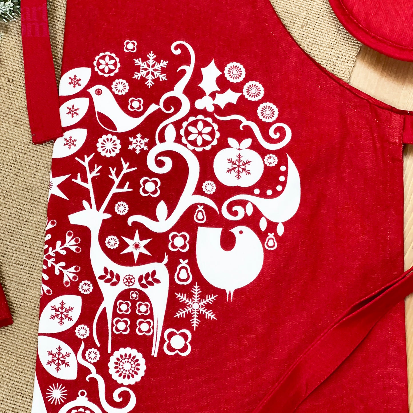 Red Nordic Christmas Apron