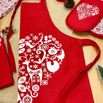 Red Nordic Christmas Apron