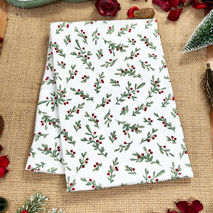 Pack Of 2 Christmas Holly Tea Towels