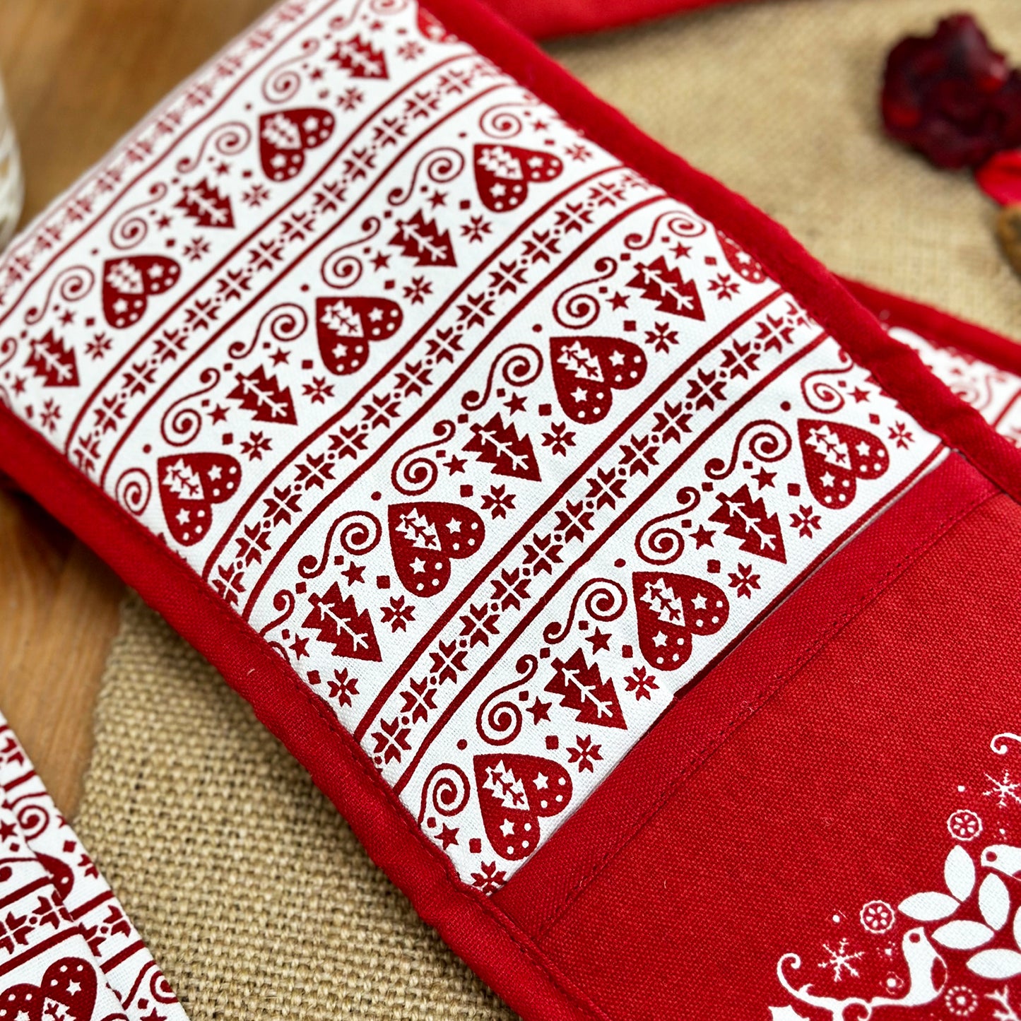 Red Nordic Christmas Double Oven Glove