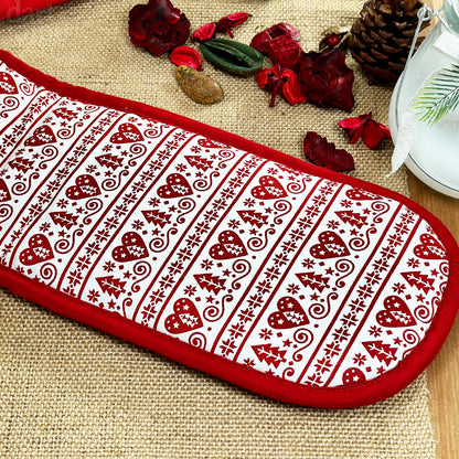 Red Nordic Christmas Double Oven Glove