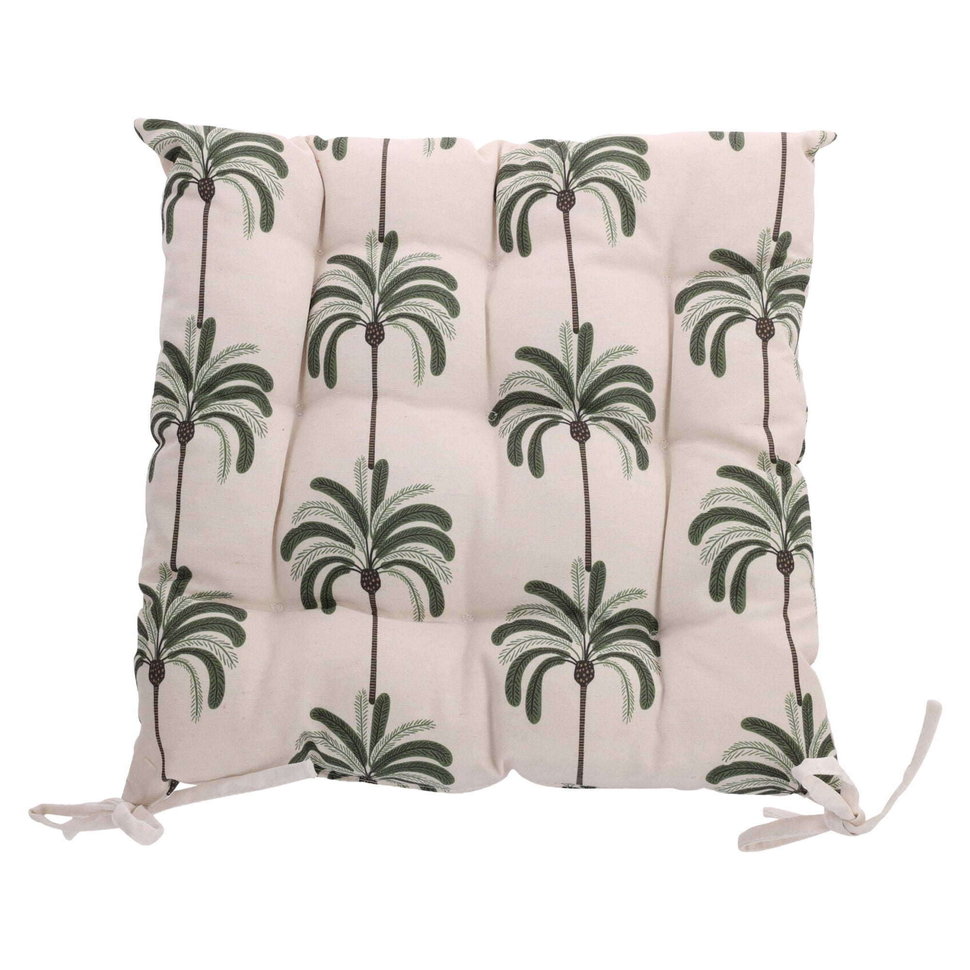 Set Of 2 Large Palm Trees Cotton Outdoor Seat Pads