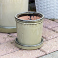 Grey Glaze Ceramic Plant Pot & Saucer