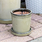 Grey Glaze Ceramic Plant Pot & Saucer