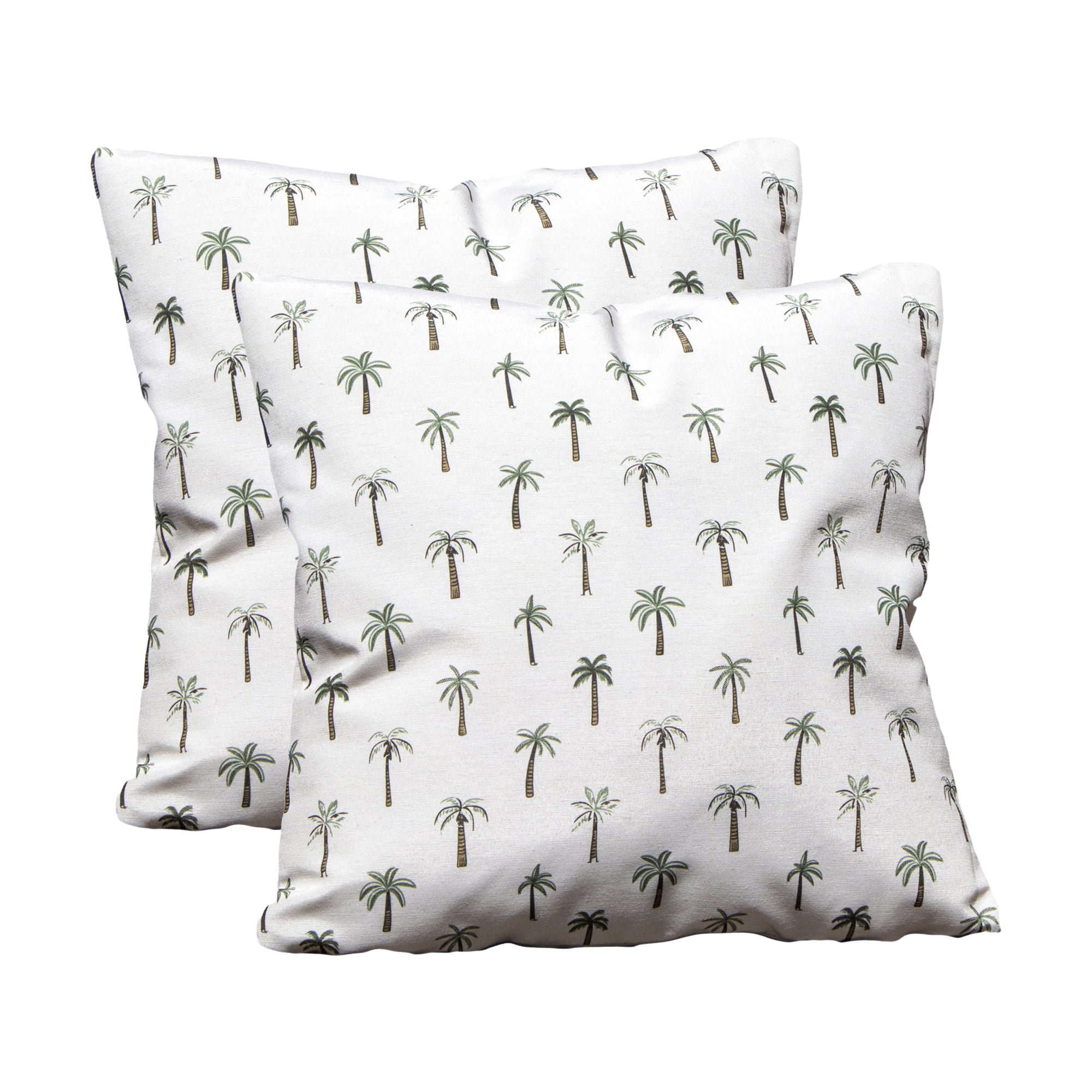 Set Of 2 Mini Palm Tree Print Outdoor Cushions