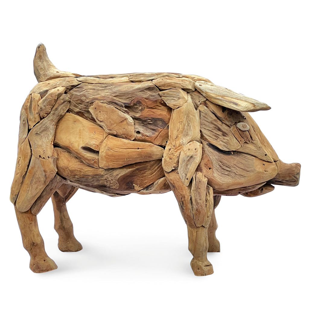 Teak Root Large Pig Sculpture
