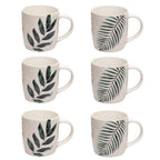 Set Of 6 Emerald Green Leaf Mugs