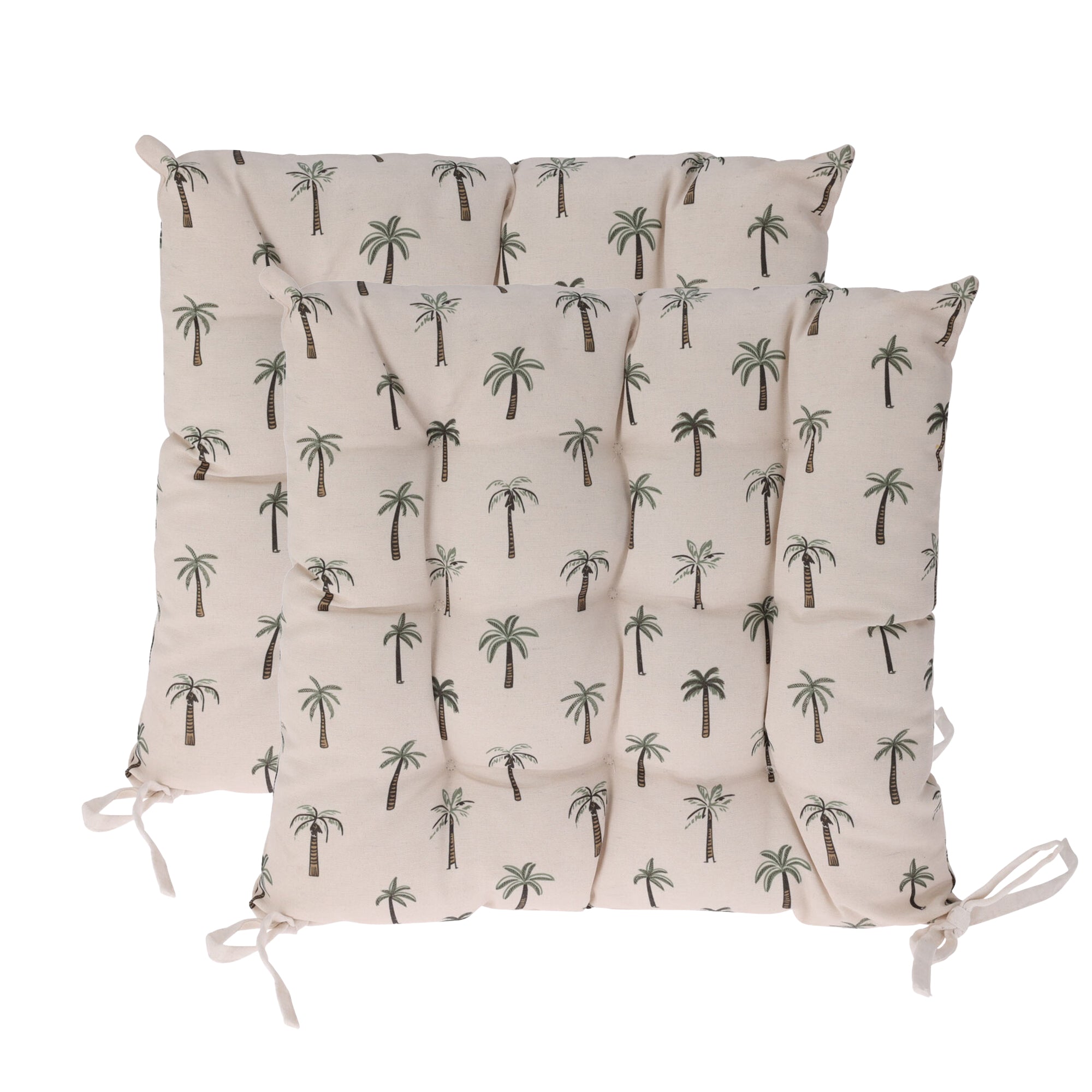 Set Of 2 Mini Palm Trees Cotton Outdoor Seat Pads