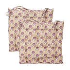 Set Of 2 Purple Flower Cotton Outdoor Seat Pads