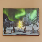 Winter Penguin Northern Lights LED Canvas Art