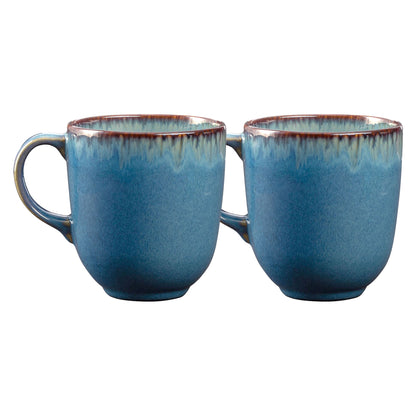 Set Of 2 Blue Reactive Glaze Mugs