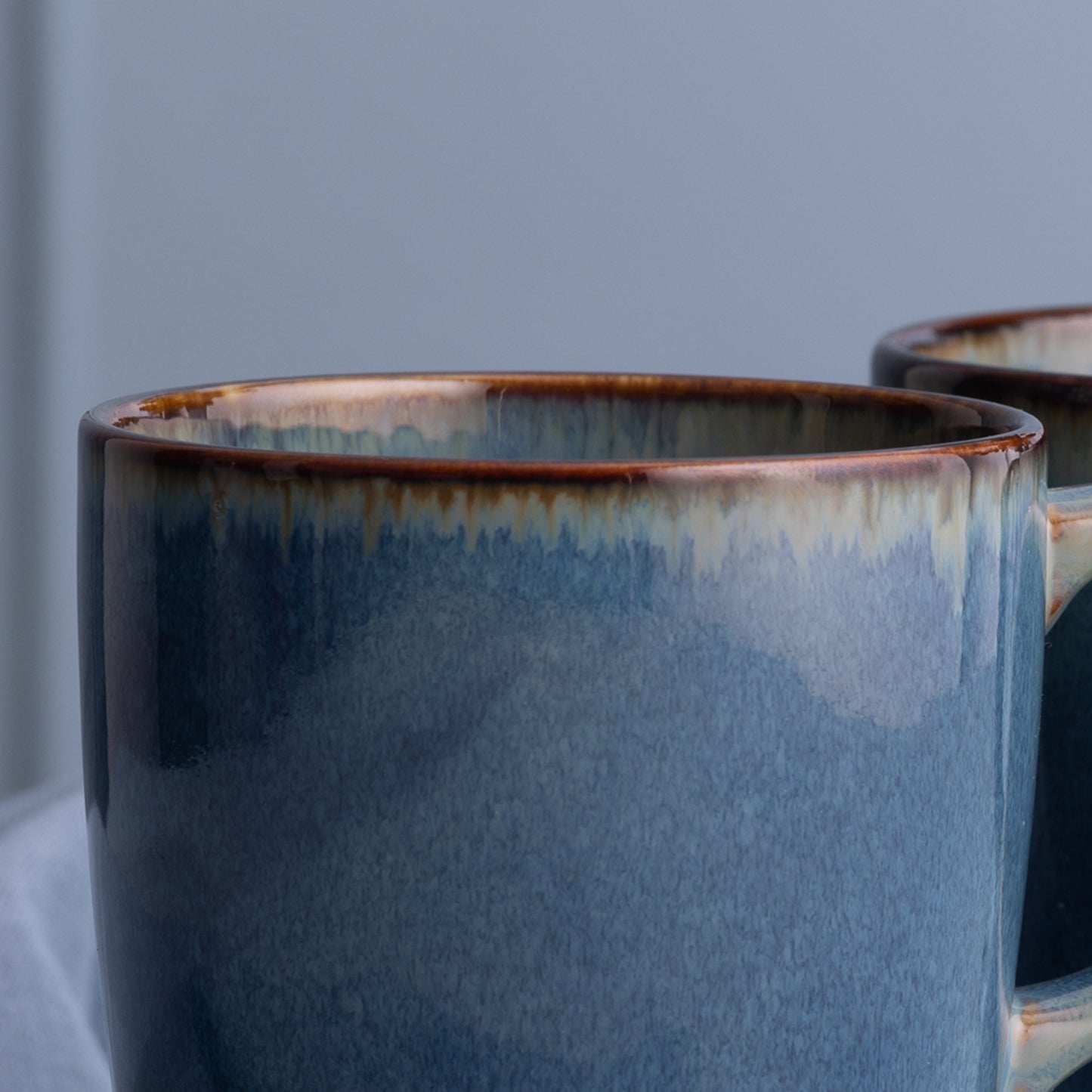 Set Of 2 Blue Reactive Glaze Mugs